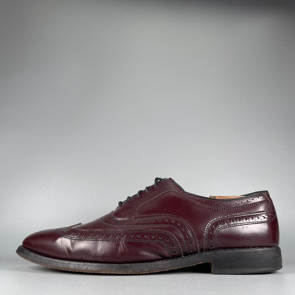 Allen Edmonds McAllister Men's 10 C Burgundy Leather Wingtip Oxford Dress Shoes